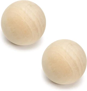 3.5" Decorative Wood Ball (2 PCS) | Natural round Unfinished Wood Sphere | DIY A - Picture 1 of 7