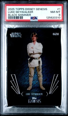 2025 Topps Disney Genesis Luke Skywalker Black Shimmer #1 06/10 PSA 8 NM-MT - Image 1 of 2