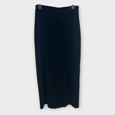 Vintage Casual Corner Annex Black Longline Velvet Midi Skirt Medium Back Slit - Image 1 of 4