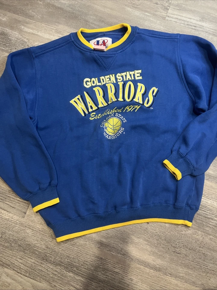 Vintage Golden State Warriors Sweatshirt Large Blue Crew Neck 90s Logo Athletic - Image 1 of 4