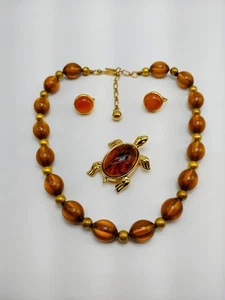 Trifari Krone Halskette Schildkröte Brosche Ohrclips Vintage Schmuck Konvolut - Bild 1 von 5