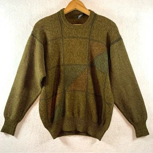 Vintage Jack Romoli Mens Sweater Sz M Wool Blend Geometric 90s Grunge Grandpa - Picture 1 of 9