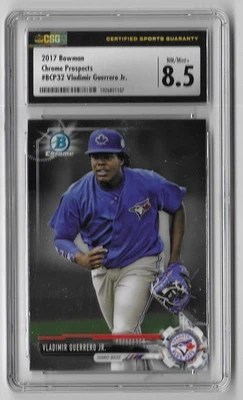 Vladimir Guerrero Jr. 2017 ROOKIE BOWMAN PROSPECTS CROMADOS #BCP32 CALIFICADO CSG 8.5 Foto 1 de 2