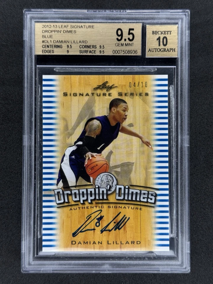 Damian Lillard 2012-13 Leaf Signature Droppin’ Dimes Blue Auto RC /10 BGS 9.5|10 - Image 1 of 2