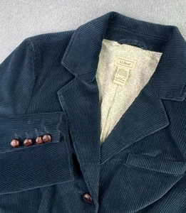 LL Bean Corduroy Jacket Blazer Women's Size 12 Petite Blue Academia Preppy - Picture 1 of 11