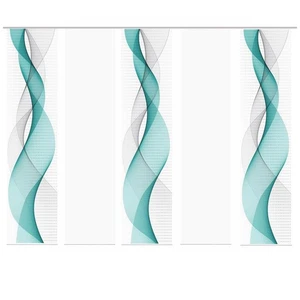 5-teiliges Schiebevorhang-Set OPALIA - türkis - je 60x245 cm - Bild 1 von 5
