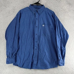 Camisa Ariat Para Hombres Grande Azul Geométrica Con Botones Vaquero Occidental Rodeo C1 - Imagen 1 de 7