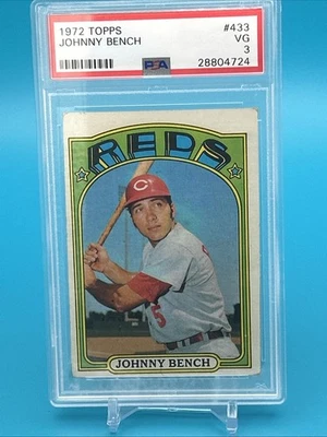 ¡AUROGRAFIADO!  1972 Topps PSA #433 Johnny Bench Hof Cincinnati Reds Catcher #433 Foto 1 de 2