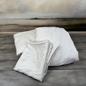 West Elm Silky Tencel 4-piece Queen Sheet Set Natural Fleck Wrinkled NWOT - Picture 1 of 7