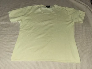 Kirkland Signature 2 Ply Cashmere Sweater Womens Sz XL Yellow Short Sleeve - Picture 1 of 6