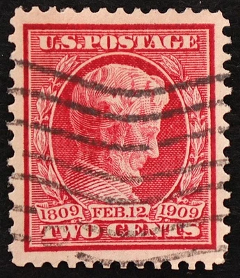 U.S. Used Stamp Scott #367 2c Lincoln. XF. Large Margins. Wave Cancel. A Gem! - Image 1 of 2