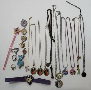 Lot Of 21 Disney Girls Jewelry Necklaces Pendants Rings Jasmine Elena Tink - Picture 1 of 21