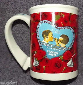 Taza vintage Hershey's Kisses deseos de San Valentín rosas mango curvo - Imagen 1 de 6