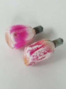 2 Vintage Flower Rosebud Floral Christmas Light Bulbs Roses - Picture 1 of 5