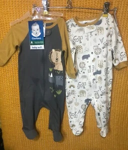 Gerber Set of 2 Sleep N' Play Footed Onesie's 0-3M - Picture 1 of 6