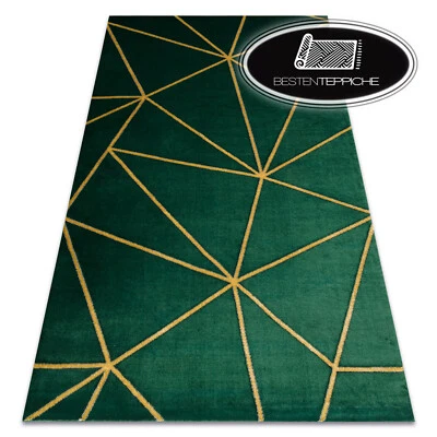Moderne exklusive Teppiche "EMERALD" Mosaik geometrisch glamour grün gold weich - Bild 1 von 4