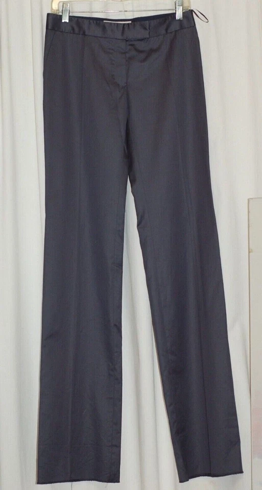 Stella McCartney NUEVO Pantalones Mujer Talla 38 Gris Azul Algodón Brillante Pierna Recta  Foto 1 de 4