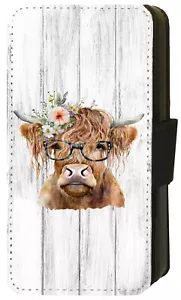 Highland Cow - Animal - Printed iPhone Pixel Galaxy Gift Flip/Wallet Case - Picture 1 of 8