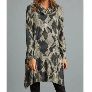 APT Designs NWT Driftwood Cowel Neck Lagenlook Long Sleeve Front Pocket Tunic SM - Picture 1 of 4