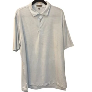 Men's Peter Millar Summer Comfort Blue/White Stripe Golf Polo Shirt Size XL - Picture 1 of 7