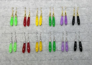 Pendientes colgantes de gancho de 18 kgp verde rojo púrpura amarillo jade ágata - Imagen 1 de 24
