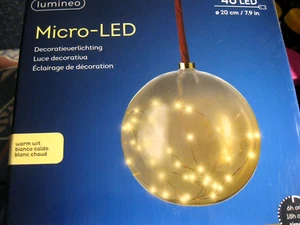 LUMINEO LARGE MICRO-LED BALL W TIMER 40 LED 7.9 IN - Picture 1 of 1
