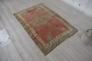 Handwoven Vintage Turkish Carpet Rug, Fethiye Carpet 55 x 37 inc Home Decor - Picture 1 of 11