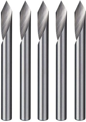 5pcs 60 Deg V Groove Engraving Tool Flat Bottom CNC Spiral Router Bits 1/8 Shank - Image 1 of 4