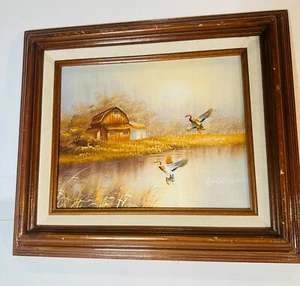 Pintura al óleo sobre lienzo original vintage de John Ambrose enmarcada - Imagen 1 de 7