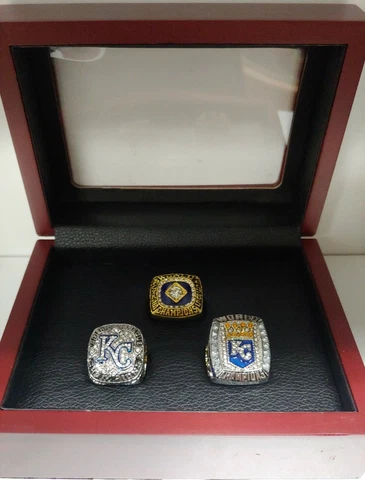 Kansas City Royals - World Series and AL 3 Ring Set with Wooden Box. Brett Perez Cover