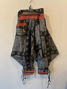 Men's Thai Hill Tribe Fabric Harem Pants with Ankle Straps, Cotton Hippie boho - Picture 1 of 7