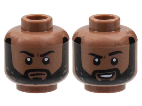 Lego Brown Head For Boy Man Minifigure Reversible Thick Beard