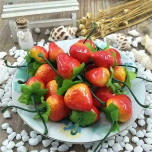 10x Artificial Ornament Red Strawberry-Fake Plastic Fruit Kitchen Home Decor New - Picture 1 of 4