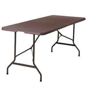 Folding Table 6Ft Heavy Duty Plastic Table for Picnic Party Camping Dining Brown - Picture 1 of 18