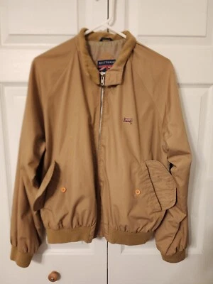 复古 Britannia Westwind 夹克男式大号棕色衬里全拉链复古学院风 — 第 1/4 张图片