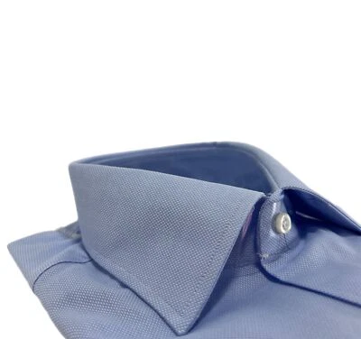 Camicia uomo Bagariny sartoriale cotone Oxford stretch slim fit col. cielo Made  - Immagine 1 di 4