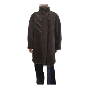 Abrigo mujer vintage años 90 alpaca mohair marrón oversize línea A S-L - Imagen 1 de 6