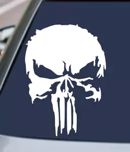 THE PUNISHER SKULL DISTRESSED VINYL DECAL STICKER CAR TRUCK REAR WINDOW BUMPER - Picture 1 of 6