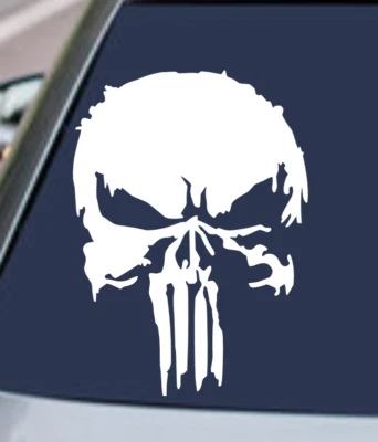 THE PUNISHER SKULL DISTRESSED VINYL DECAL STICKER CAR TRUCK REAR WINDOW BUMPER - Image 1 of 4