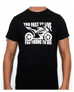 TOO FAST TO LIVE T-SHIRT SUZUKIE KTM CAM-AM HONDA DUCATI YAMAHA TRIUMPH - Picture 1 of 1