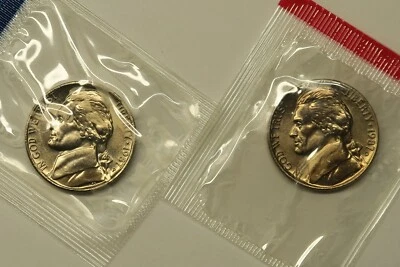 1987 P & D Uncirculated Jefferson Nickels in Mint Cello, Free Shipping - Image 1 of 2