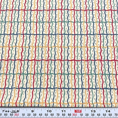 Vintage Marcus Brothers Textiles Wavy Stripes Cream Cotton Fabric Remnant 23x43 - Image 1 of 2