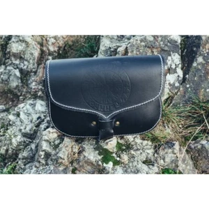 Wikinger-Gürteltasche schwarz aus Leder "Folkvar" mit Vegvisir Mittelalterkostüm - Bild 1 von 2