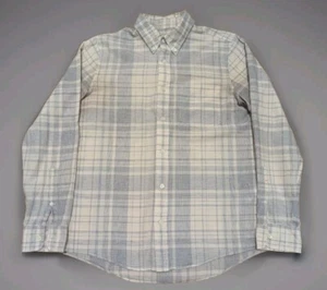 Jack Spade Shirt Sz Medium M Ivory Blue Plaid New York Mens Linen Blend - Picture 1 of 7