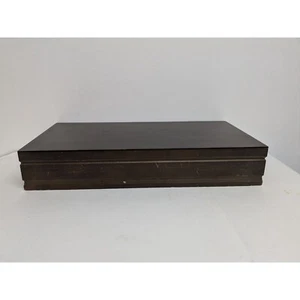 Caja de cubiertos de madera vintage marrón con tela roja 23 X11 X4 - Imagen 1 de 9