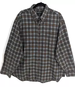 Orvis Hombre XXL Gris Cuadros Abotonado 100% Algodón Franela Camisa - Imagen 1 de 15