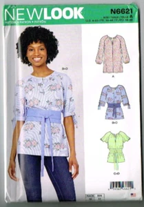 New Look N6621 Blouse Top Pullover Pattern Sleeve Options Uncut Sizes 8 to 20 - Picture 1 of 2