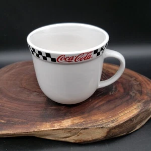 Tazza Coca-Cola Gibson bordo a scacchi stile diner 3,5x3,75" 2002 vintage logo USA - Foto 1 di 6