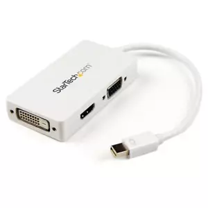 Startech MDP2VGDVHDW 3-in-1 Mini DisplayPort to VGA DVI HDMI Converter White - Picture 1 of 5