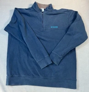 Columbia 1/4 Sweater Medium Blue Quarter Zip Sweatshirt Knit Adult Mens Outdoors - Picture 1 of 13